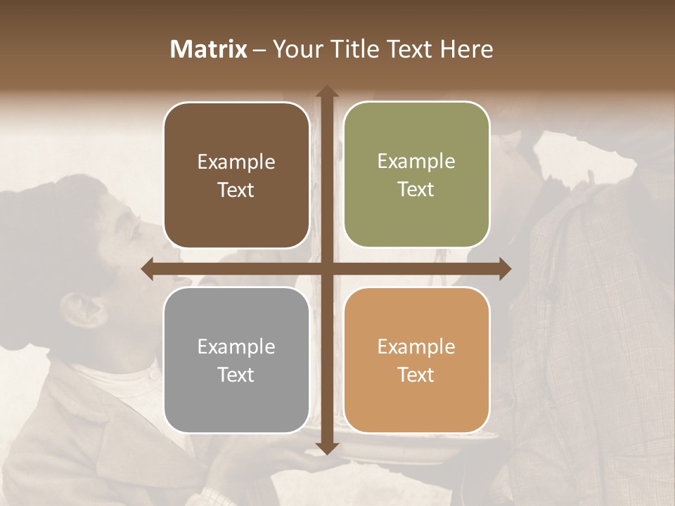 Vintage Photo Of Two Young Boys Eating Spaghetti With Their Hands PowerPoint Template