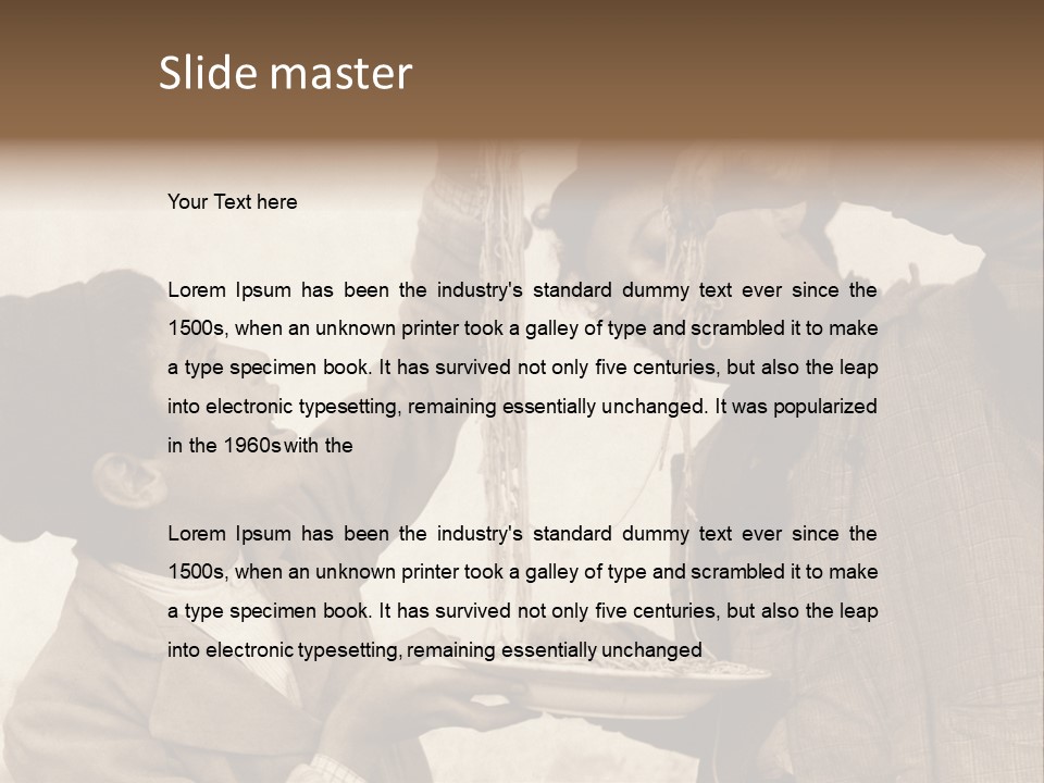 Vintage Photo Of Two Young Boys Eating Spaghetti With Their Hands PowerPoint Template