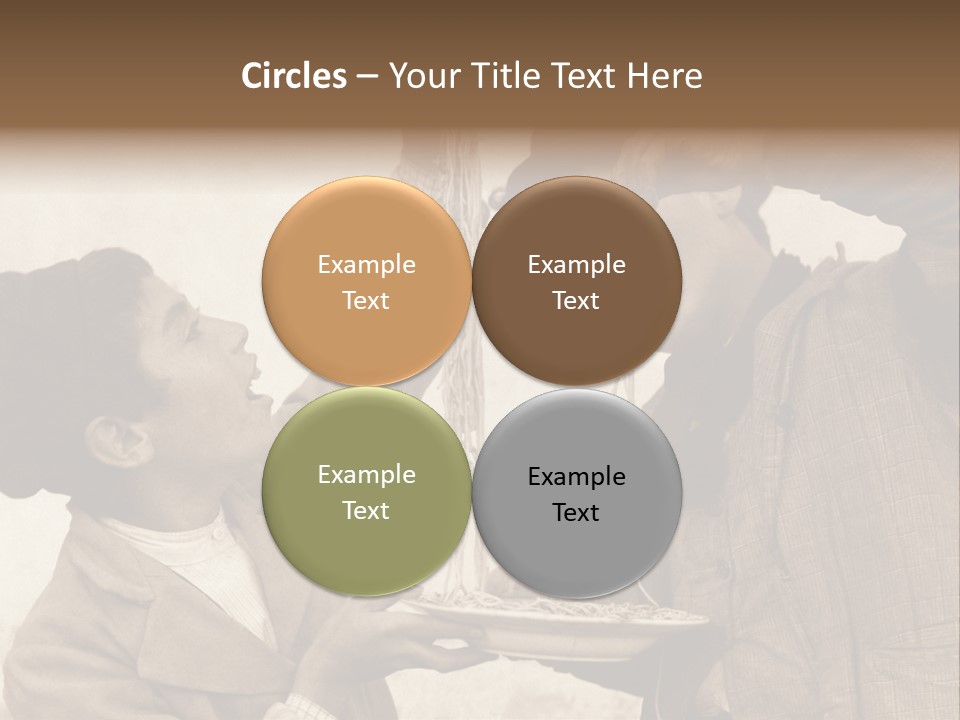 Vintage Photo Of Two Young Boys Eating Spaghetti With Their Hands PowerPoint Template