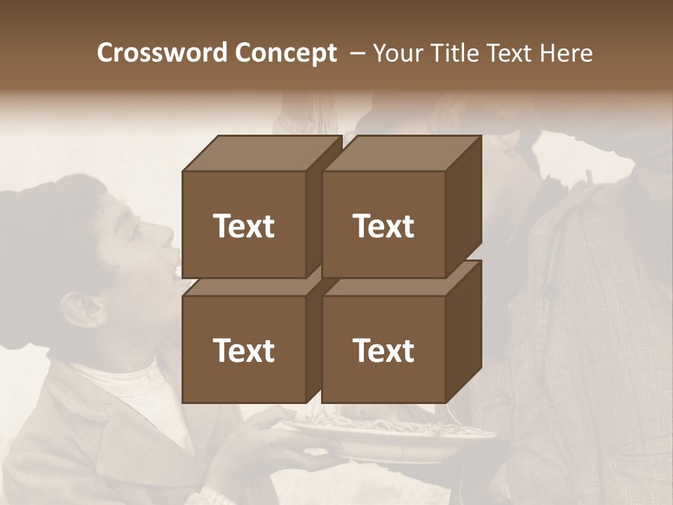 Vintage Photo Of Two Young Boys Eating Spaghetti With Their Hands PowerPoint Template