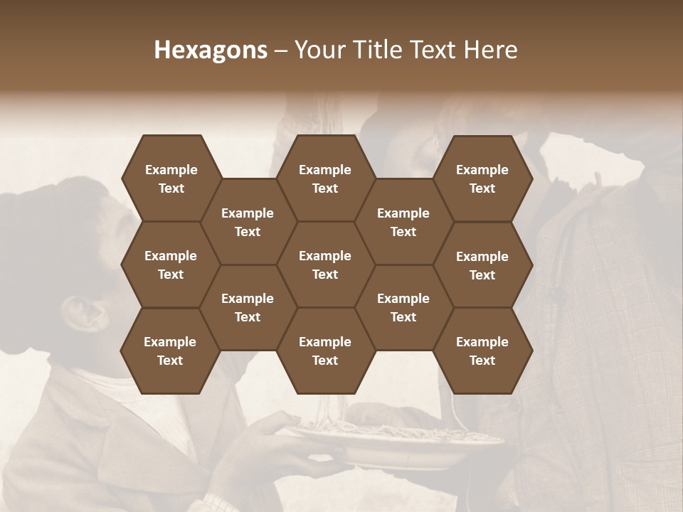 Vintage Photo Of Two Young Boys Eating Spaghetti With Their Hands PowerPoint Template