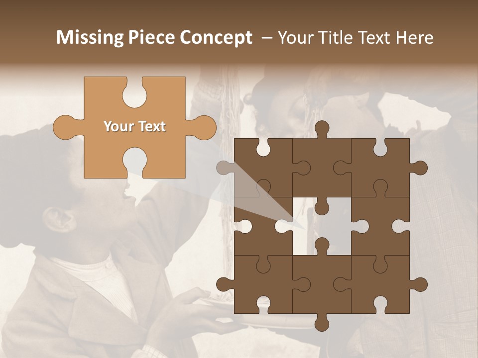 Vintage Photo Of Two Young Boys Eating Spaghetti With Their Hands PowerPoint Template