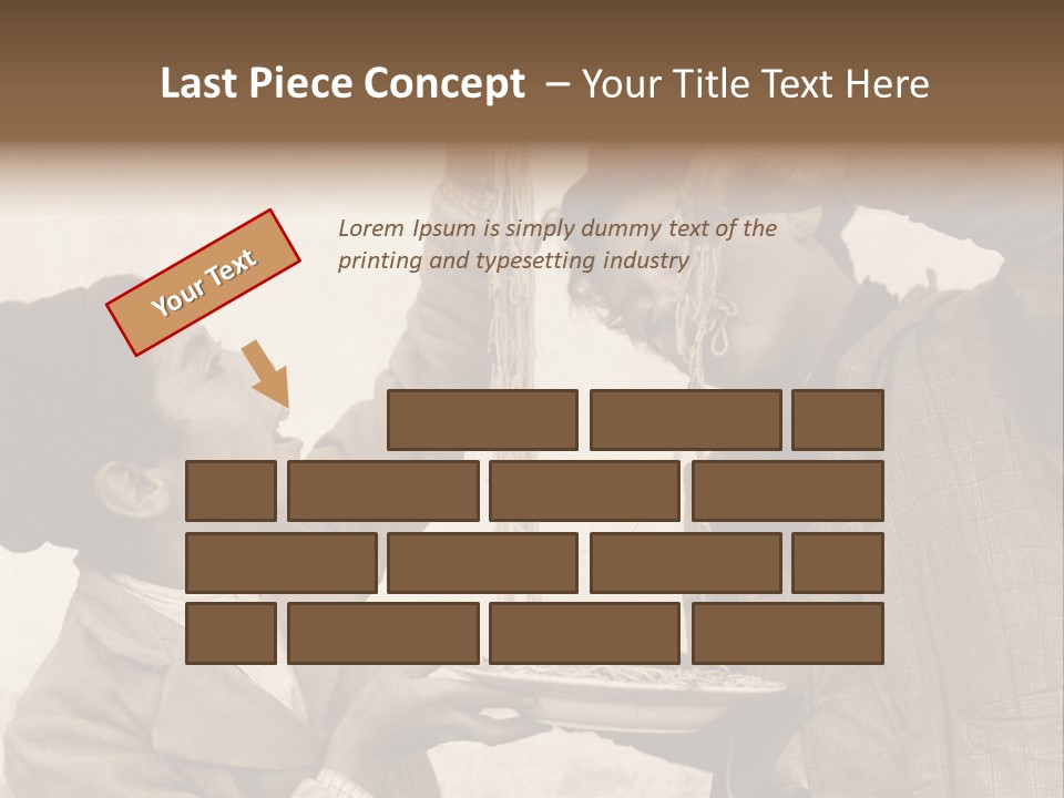 Vintage Photo Of Two Young Boys Eating Spaghetti With Their Hands PowerPoint Template