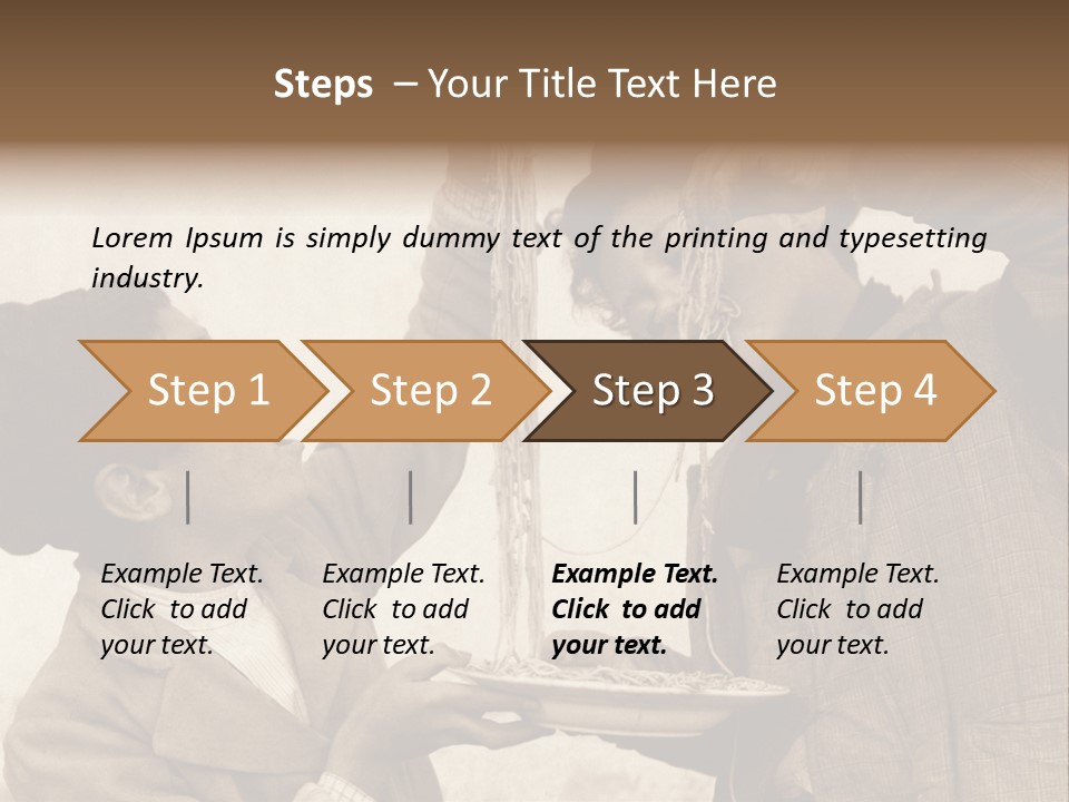 Vintage Photo Of Two Young Boys Eating Spaghetti With Their Hands PowerPoint Template