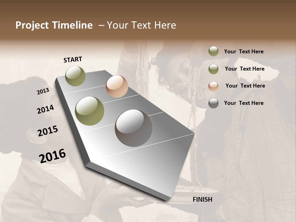 Vintage Photo Of Two Young Boys Eating Spaghetti With Their Hands PowerPoint Template