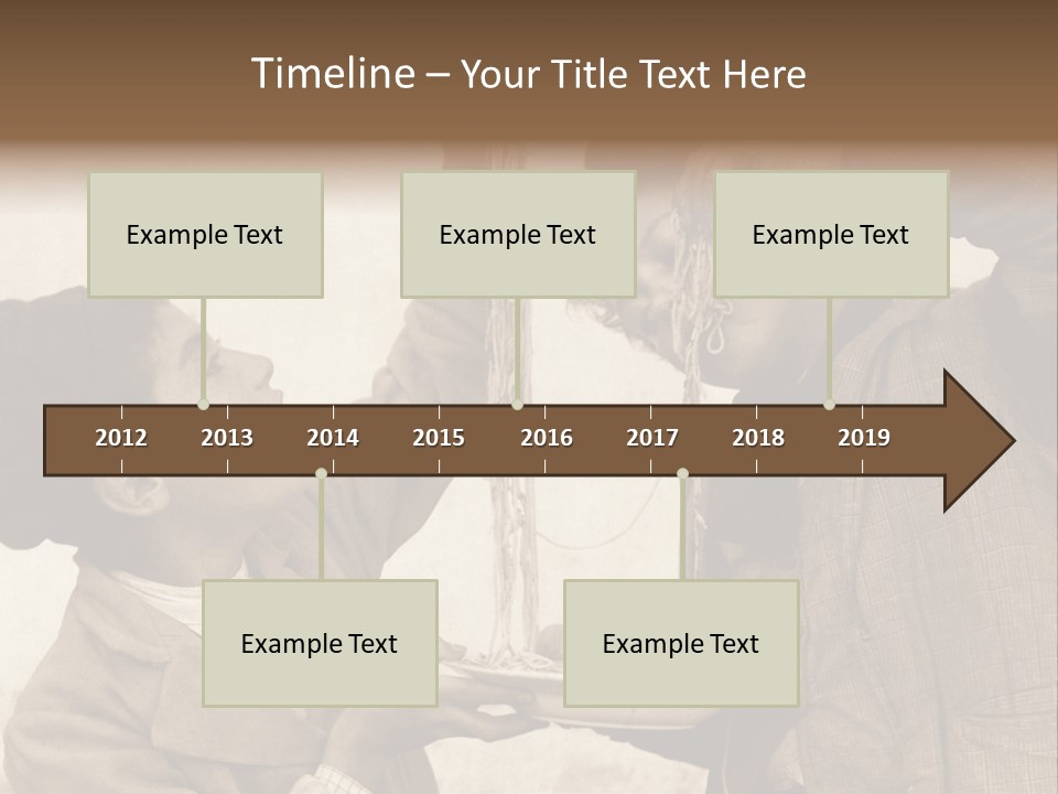 Vintage Photo Of Two Young Boys Eating Spaghetti With Their Hands PowerPoint Template