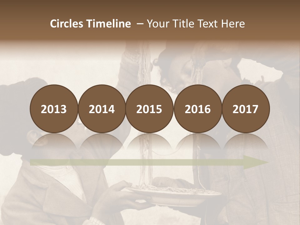 Vintage Photo Of Two Young Boys Eating Spaghetti With Their Hands PowerPoint Template