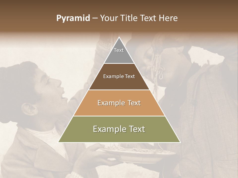 Vintage Photo Of Two Young Boys Eating Spaghetti With Their Hands PowerPoint Template