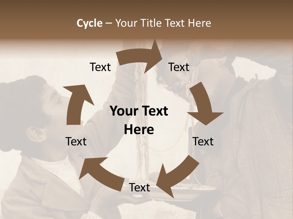 Vintage Photo Of Two Young Boys Eating Spaghetti With Their Hands PowerPoint Template