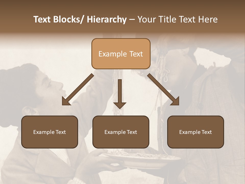 Vintage Photo Of Two Young Boys Eating Spaghetti With Their Hands PowerPoint Template