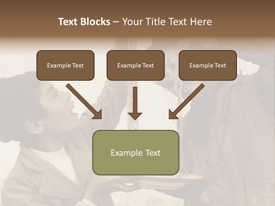 Vintage Photo Of Two Young Boys Eating Spaghetti With Their Hands PowerPoint Template