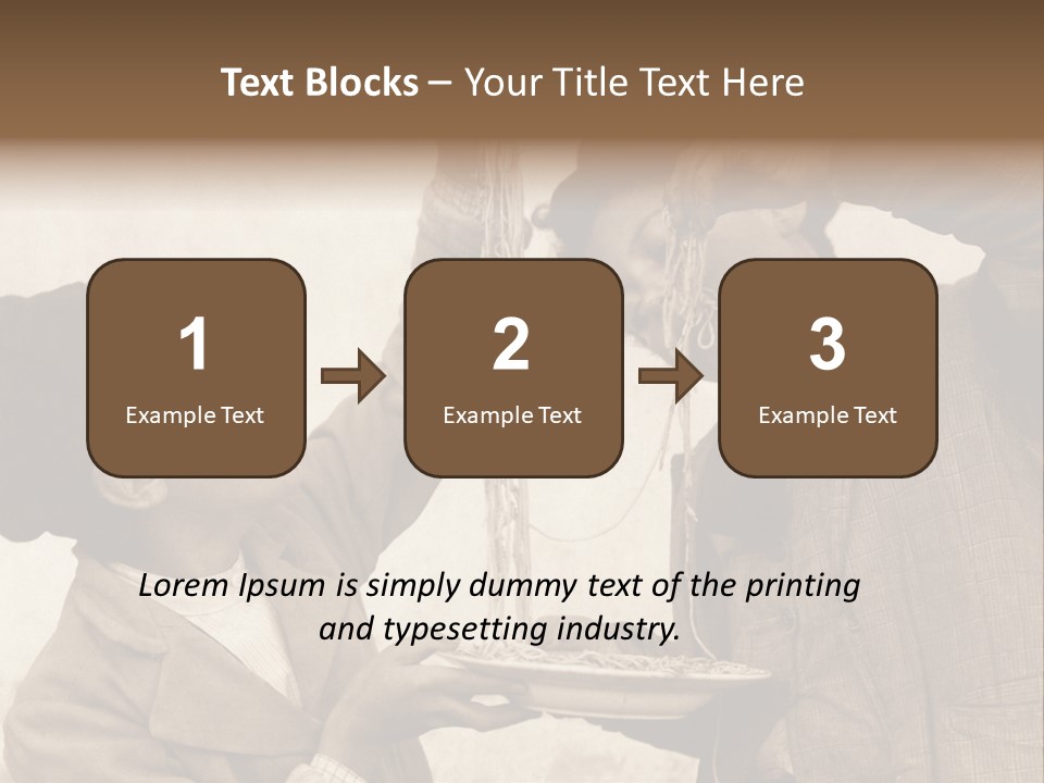 Vintage Photo Of Two Young Boys Eating Spaghetti With Their Hands PowerPoint Template