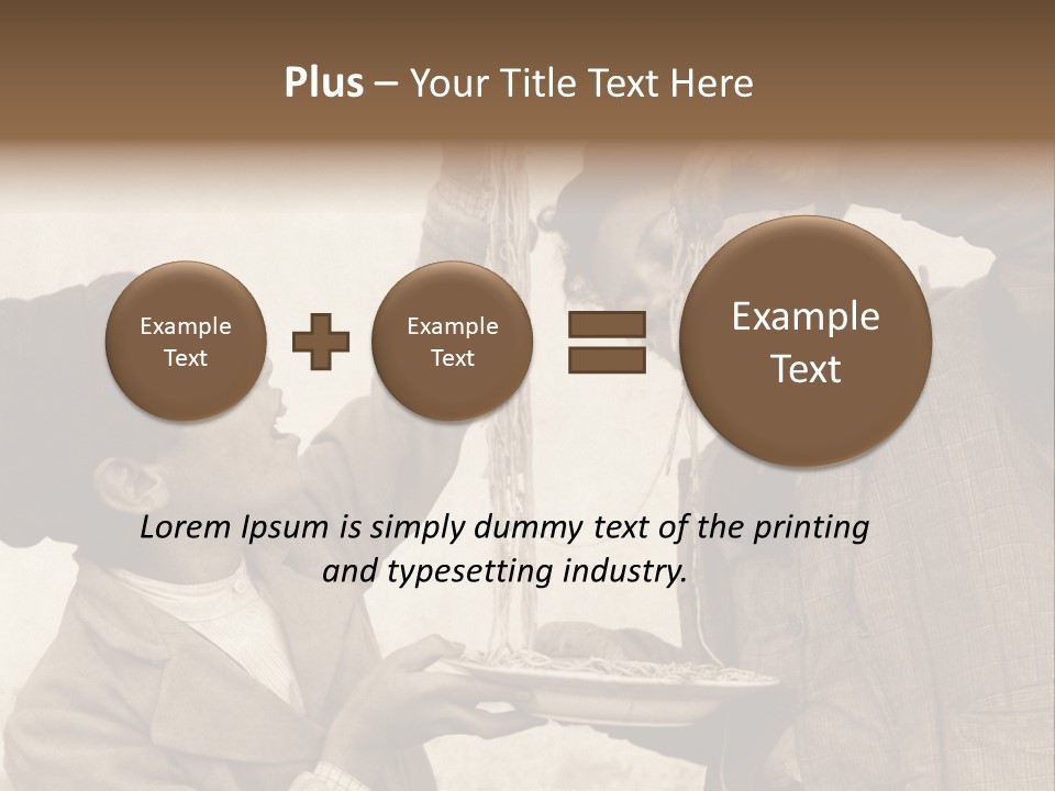 Vintage Photo Of Two Young Boys Eating Spaghetti With Their Hands PowerPoint Template