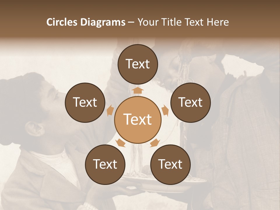 Vintage Photo Of Two Young Boys Eating Spaghetti With Their Hands PowerPoint Template