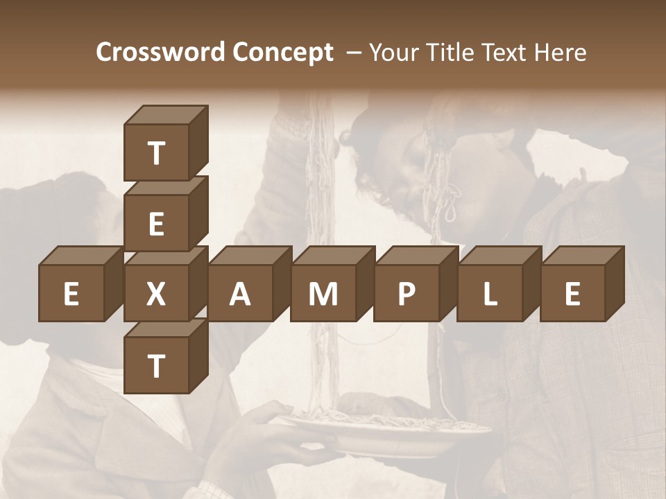 Vintage Photo Of Two Young Boys Eating Spaghetti With Their Hands PowerPoint Template