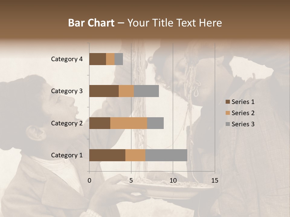 Vintage Photo Of Two Young Boys Eating Spaghetti With Their Hands PowerPoint Template
