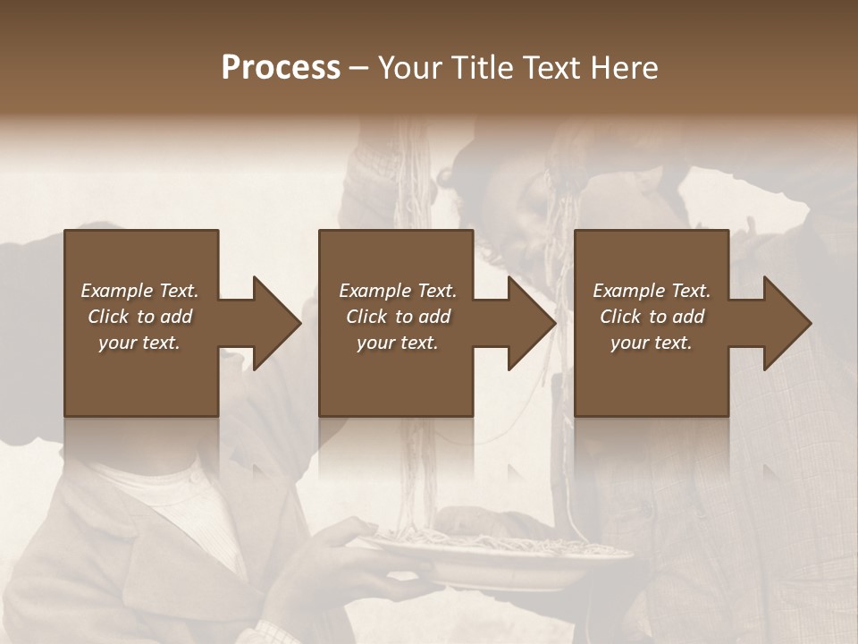 Vintage Photo Of Two Young Boys Eating Spaghetti With Their Hands PowerPoint Template