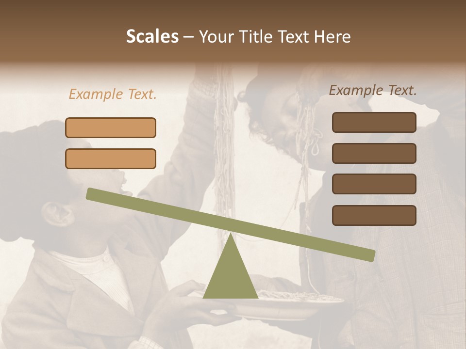 Vintage Photo Of Two Young Boys Eating Spaghetti With Their Hands PowerPoint Template