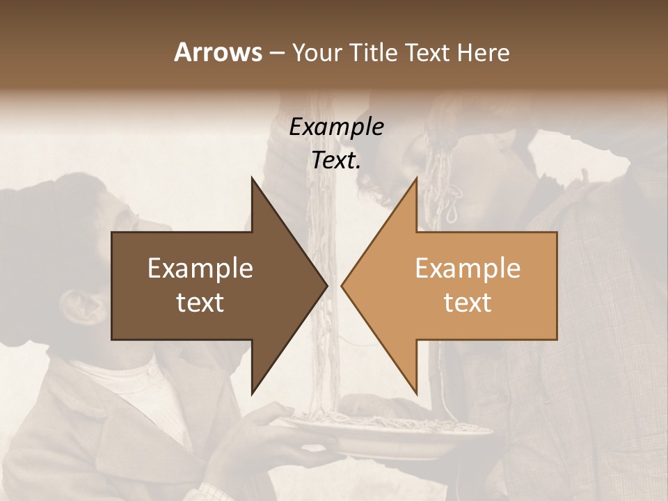 Vintage Photo Of Two Young Boys Eating Spaghetti With Their Hands PowerPoint Template