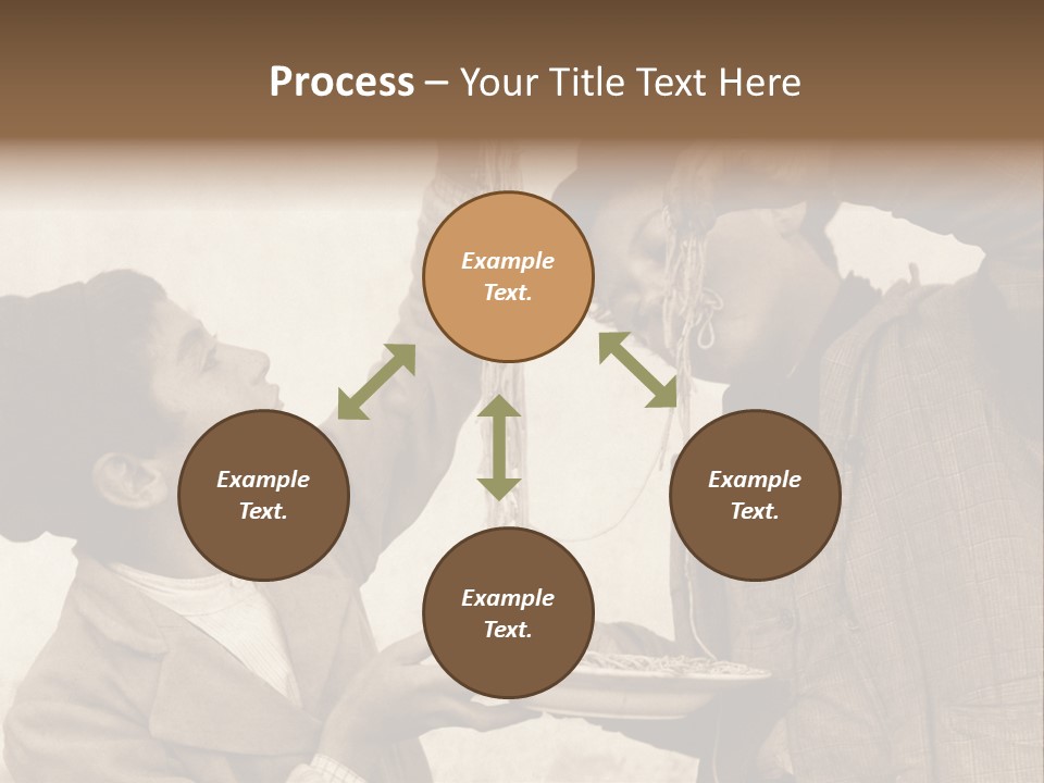 Vintage Photo Of Two Young Boys Eating Spaghetti With Their Hands PowerPoint Template