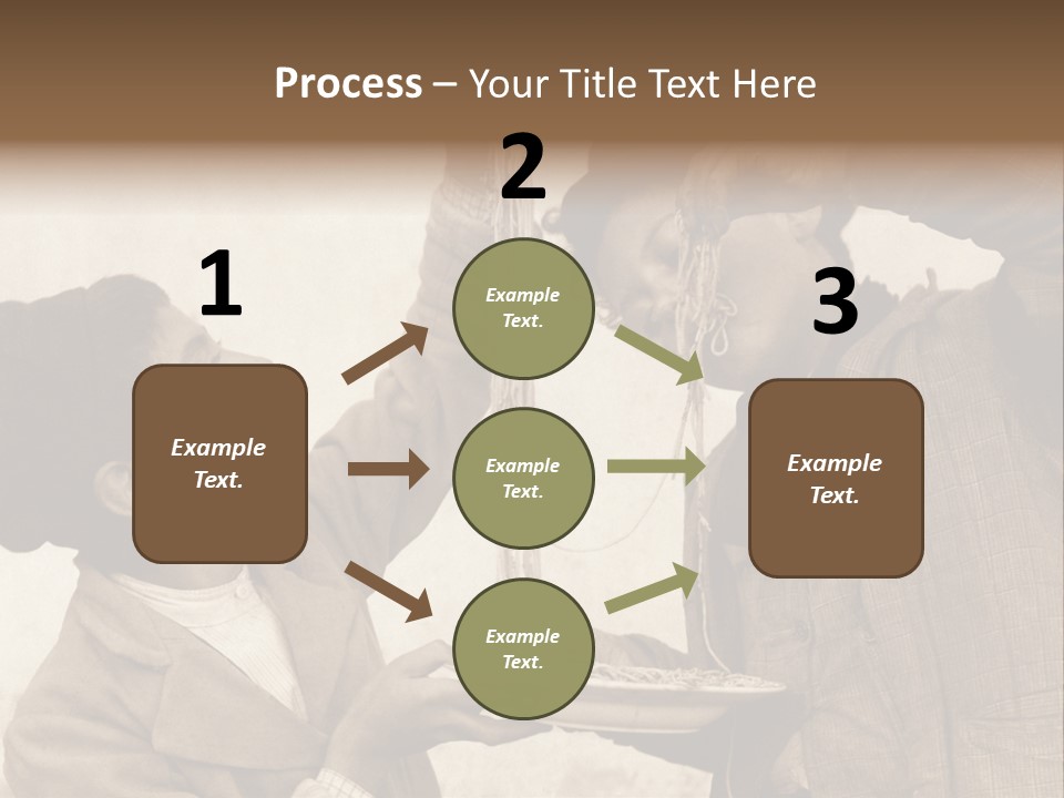 Vintage Photo Of Two Young Boys Eating Spaghetti With Their Hands PowerPoint Template