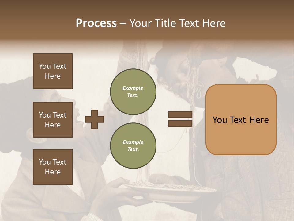 Vintage Photo Of Two Young Boys Eating Spaghetti With Their Hands PowerPoint Template