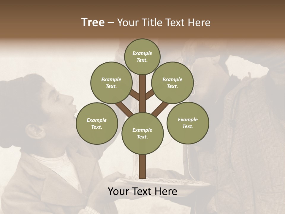 Vintage Photo Of Two Young Boys Eating Spaghetti With Their Hands PowerPoint Template