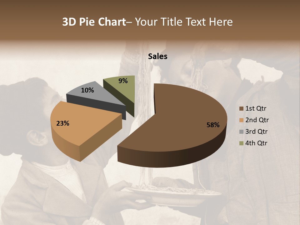 Vintage Photo Of Two Young Boys Eating Spaghetti With Their Hands PowerPoint Template