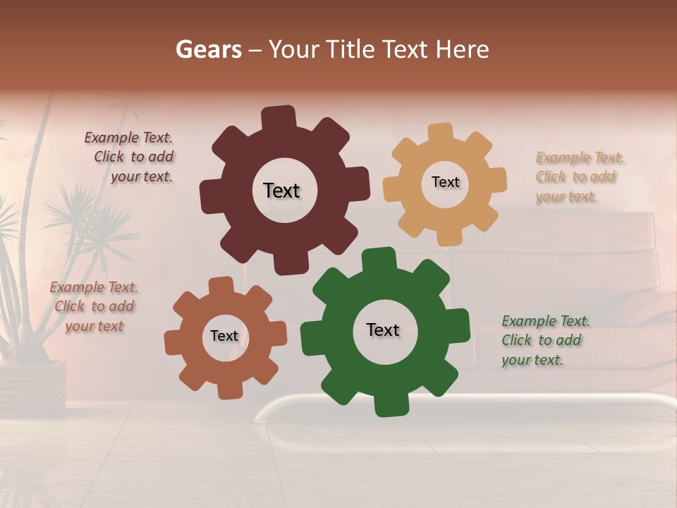 3D Interior In Pink Color With Modern Couch PowerPoint Template