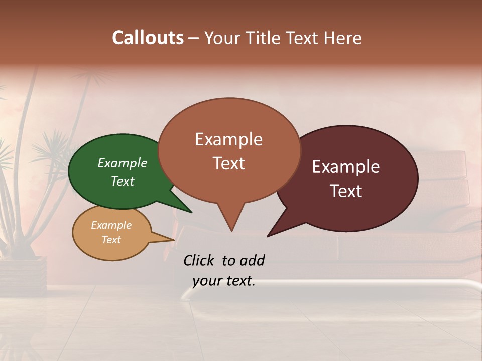 3D Interior In Pink Color With Modern Couch PowerPoint Template