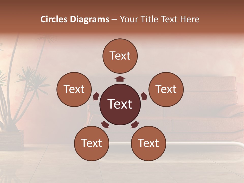 3D Interior In Pink Color With Modern Couch PowerPoint Template