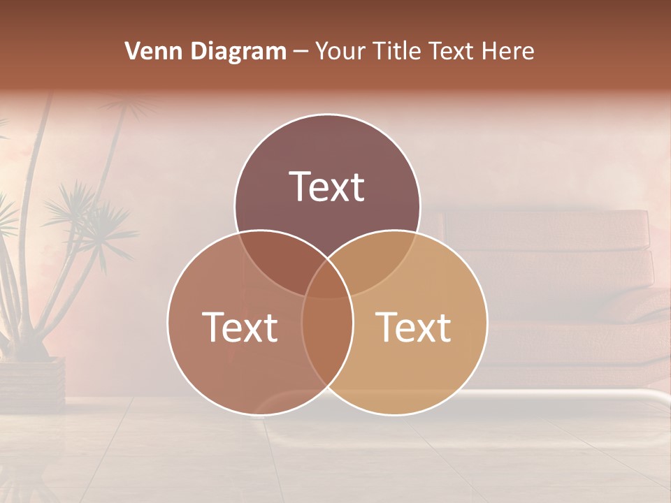 3D Interior In Pink Color With Modern Couch PowerPoint Template