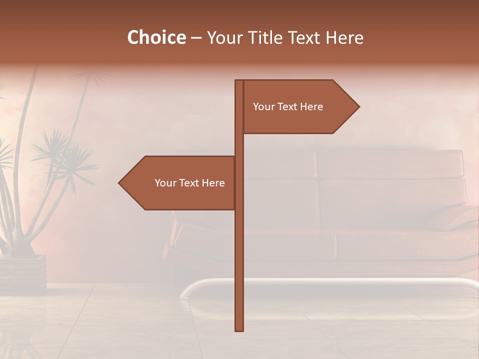 3D Interior In Pink Color With Modern Couch PowerPoint Template