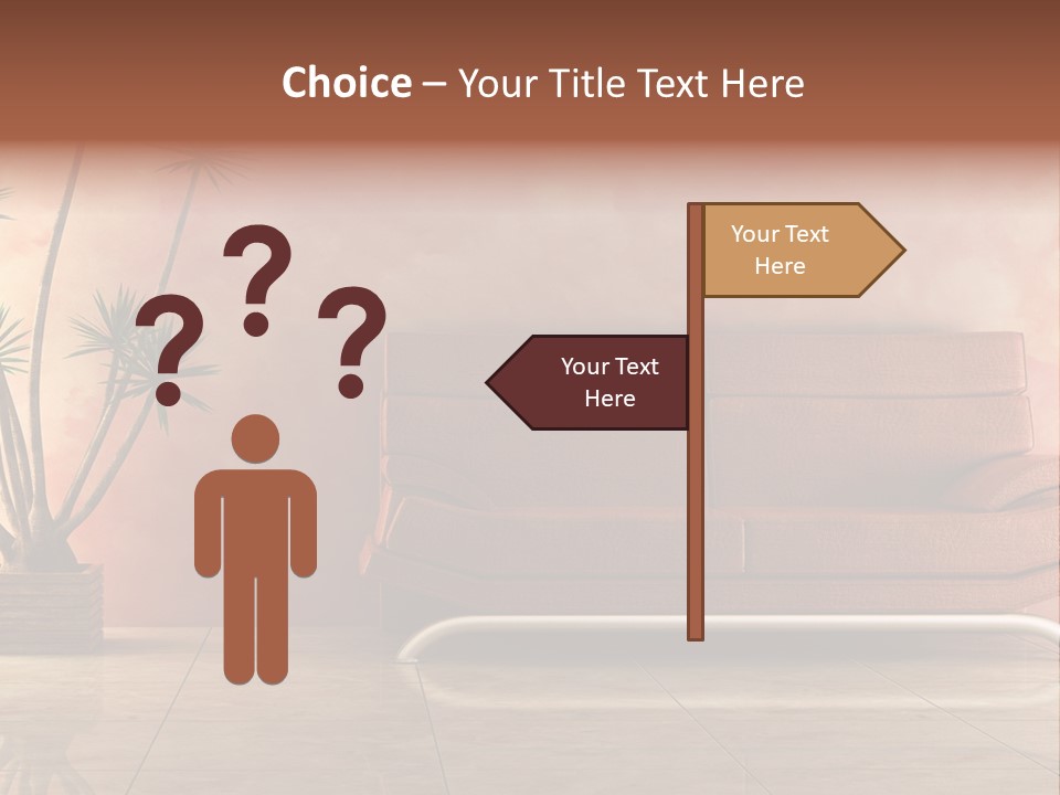 3D Interior In Pink Color With Modern Couch PowerPoint Template