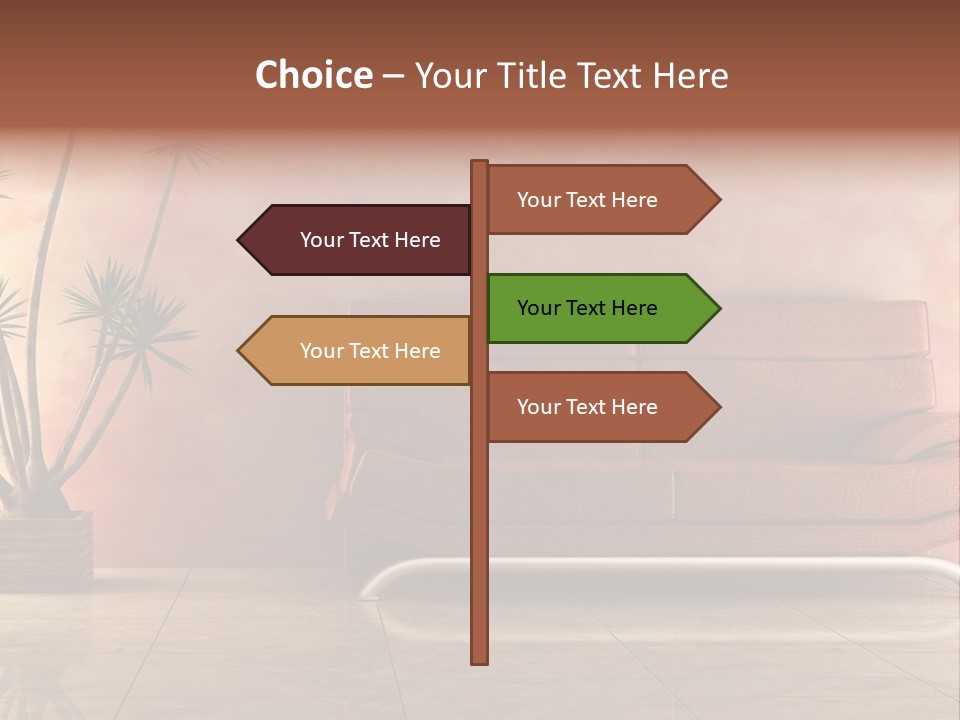 3D Interior In Pink Color With Modern Couch PowerPoint Template