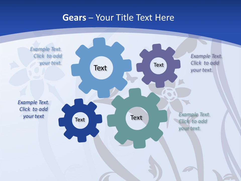 Floral Design In Blue Stock Vector Illustration: PowerPoint Template