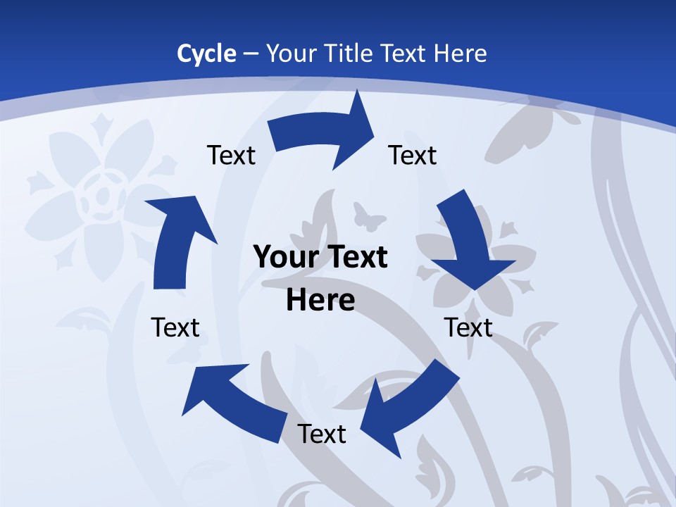 Floral Design In Blue Stock Vector Illustration: PowerPoint Template