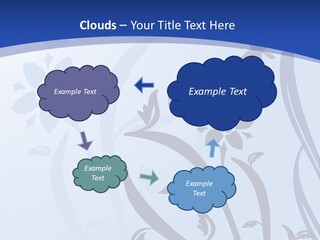 Floral Design In Blue Stock Vector Illustration: PowerPoint Template