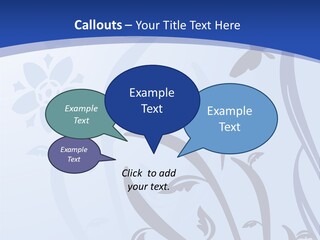 Floral Design In Blue Stock Vector Illustration: PowerPoint Template