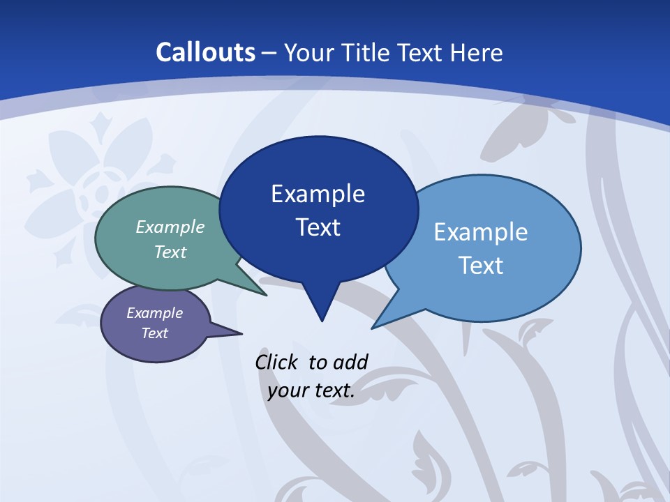 Floral Design In Blue Stock Vector Illustration: PowerPoint Template