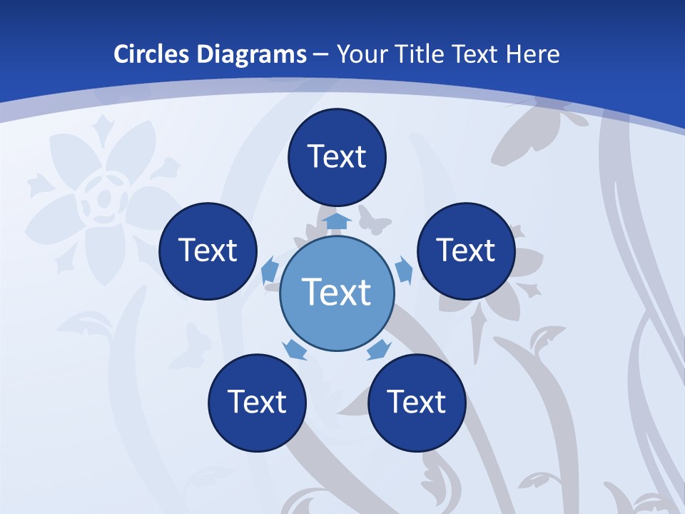 Floral Design In Blue Stock Vector Illustration: PowerPoint Template