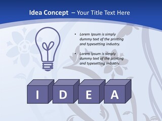 Floral Design In Blue Stock Vector Illustration: PowerPoint Template