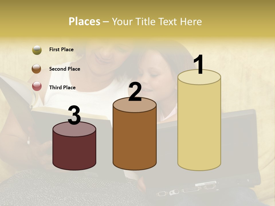 Photo Of A Woman With A Child Reading. PowerPoint Template