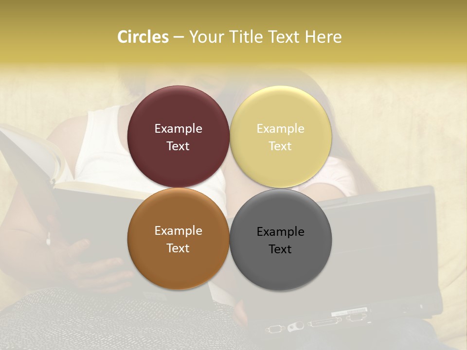 Photo Of A Woman With A Child Reading. PowerPoint Template