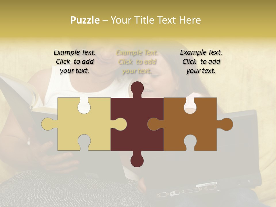 Photo Of A Woman With A Child Reading. PowerPoint Template