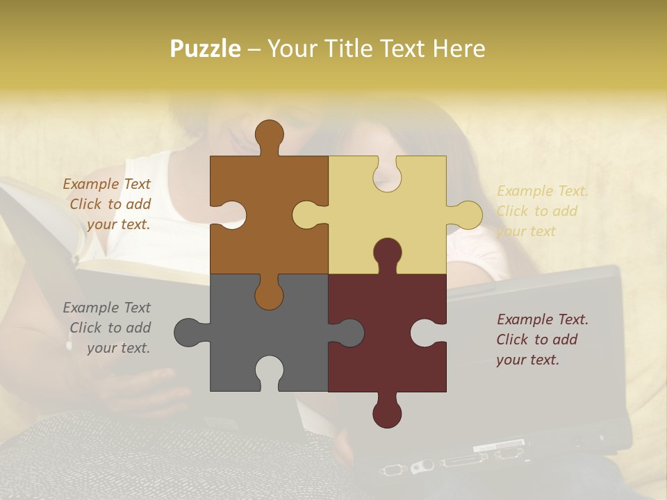 Photo Of A Woman With A Child Reading. PowerPoint Template