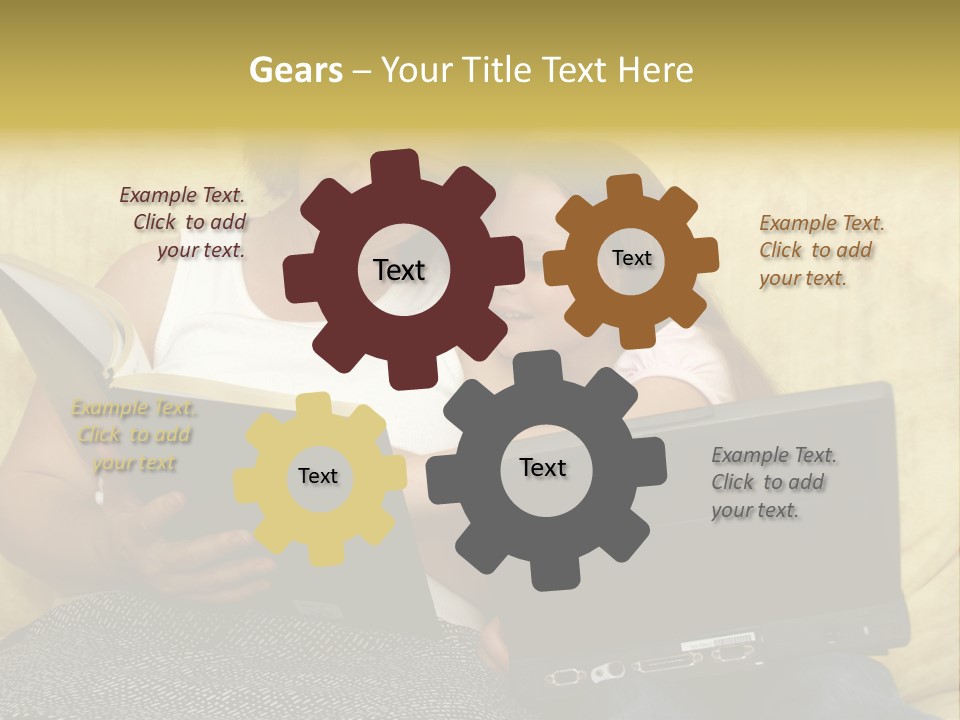 Photo Of A Woman With A Child Reading. PowerPoint Template