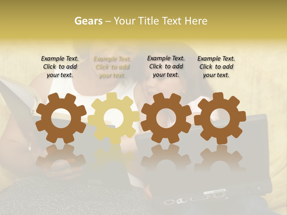 Photo Of A Woman With A Child Reading. PowerPoint Template