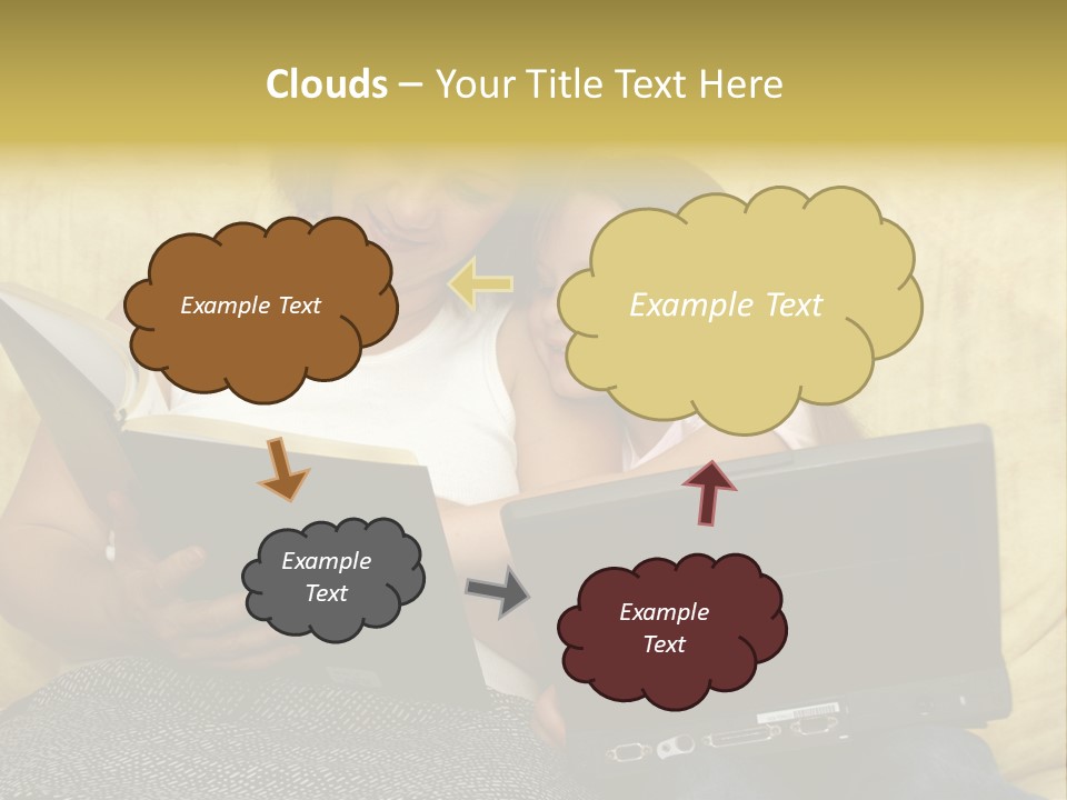 Photo Of A Woman With A Child Reading. PowerPoint Template