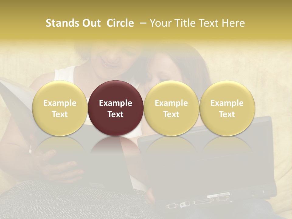 Photo Of A Woman With A Child Reading. PowerPoint Template